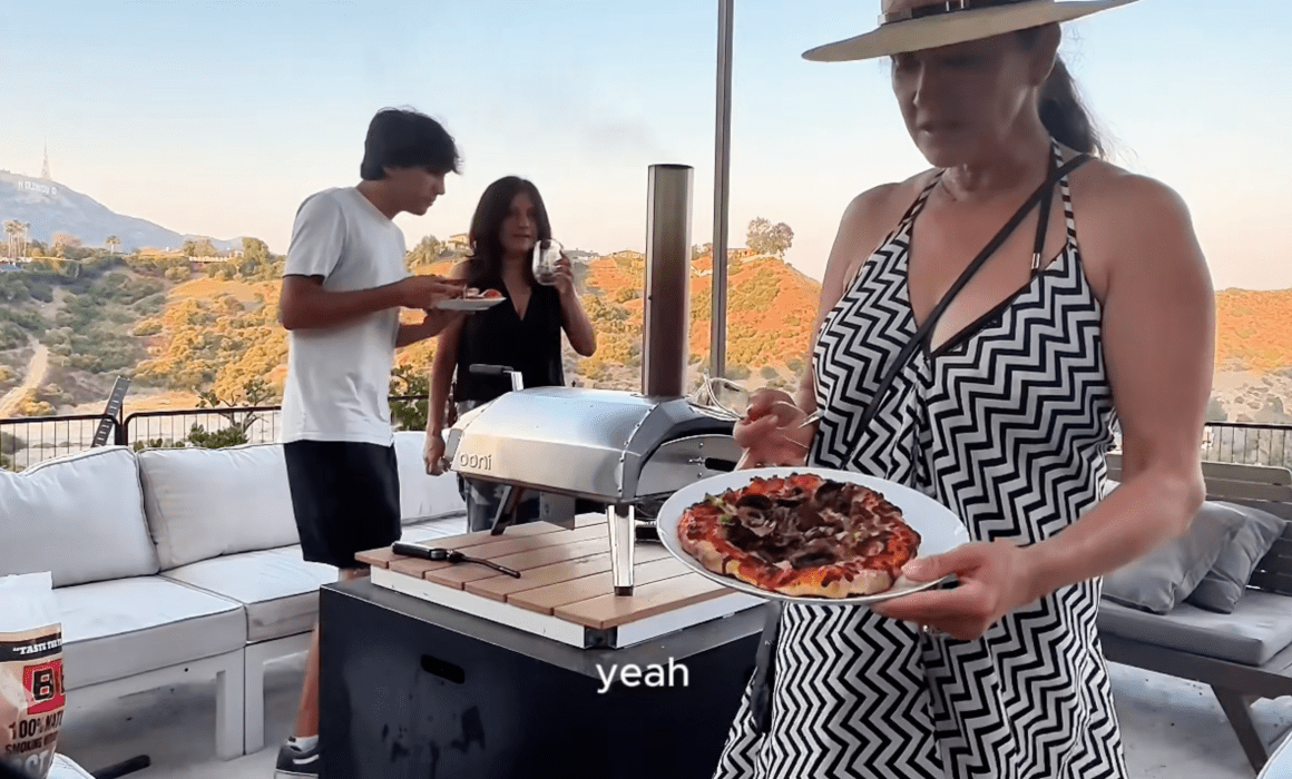 Pizza right out of the Toni outdoor pizza oven.